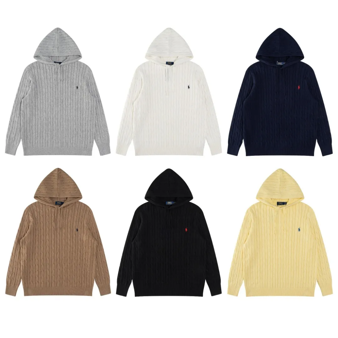 P216 RALPH LAUREN Six-color classic small label embroidery hooded long-sleeved pullover knitted sweater top for men and women. Pure original high-density LOGO embroidery on the chest, original 1:1 customized tag accessories. Made of pure cotton yarn and multi-knitted, pure cotton is skin-friendly and comfortable, small label war horse embroidered twist button hooded sweater🐎High quality. Follow the blogger to learn how to wear it! Let’s buy a Ralph Lauren cable sweater. It’s a super hard-to-find series after it became popular. It’s hard to find one on the official website. It’s simple and practical, has a lazy and loose feel, soft and delicate feel, and has a loose fit. Whether worn alone or layered, you can wear a simple one to create different styles of fashion!   Six colors Color: White Yellow Gray Brown Navy Black Size: S M L XL